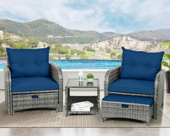5 Pieces Wicker Outdoor Patio Chairs Set With Ottoman Blue-1