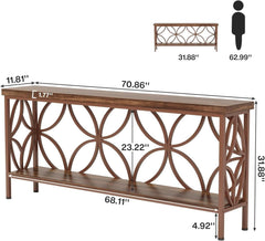 70.9-Inch Narrow Brown Industrial Storage Console Table-0