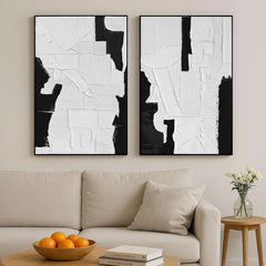 Framed 3D Textured Black And White Premium Canvas Artwork-1