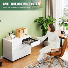 3 Drawer Mobile File Cabinet With Lock Under Desk Filing Cabinet For Home Office-2