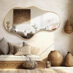 22X36 Irregular Wall Mirror Gold Aluminum Decorative-3