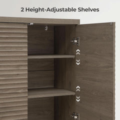 Modern Buffet Cabinet With Wave Panel Doors Large Storage-4