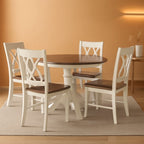 Round Dining Table Set Distressed White Five Piece Set-4