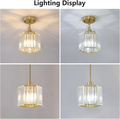 Gold Crystal Clear Pendant Lights For Kitchen Islands-3