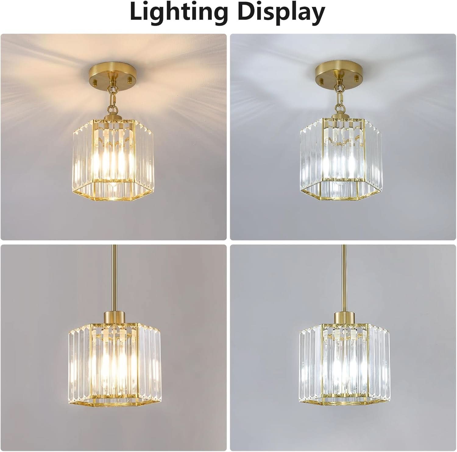 Gold Crystal Clear Pendant Lights For Kitchen Islands-3
