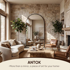 Matte Black Full Length Floor Mirror 76x34 Arched Freestanding-3