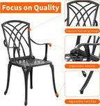 Outdoor Cast Aluminum Bistro Set 3 Piece Table And 2 Chairs Black-1
