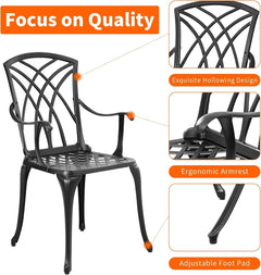 Outdoor Cast Aluminum Bistro Set 3 Piece Table And 2 Chairs Black-1