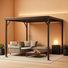 10x10 Lean To Gazebo Featuring Hardtop Galvanized Roof-0