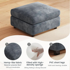 Blue Grey Upholstered Storage Ottoman For Sectional-2