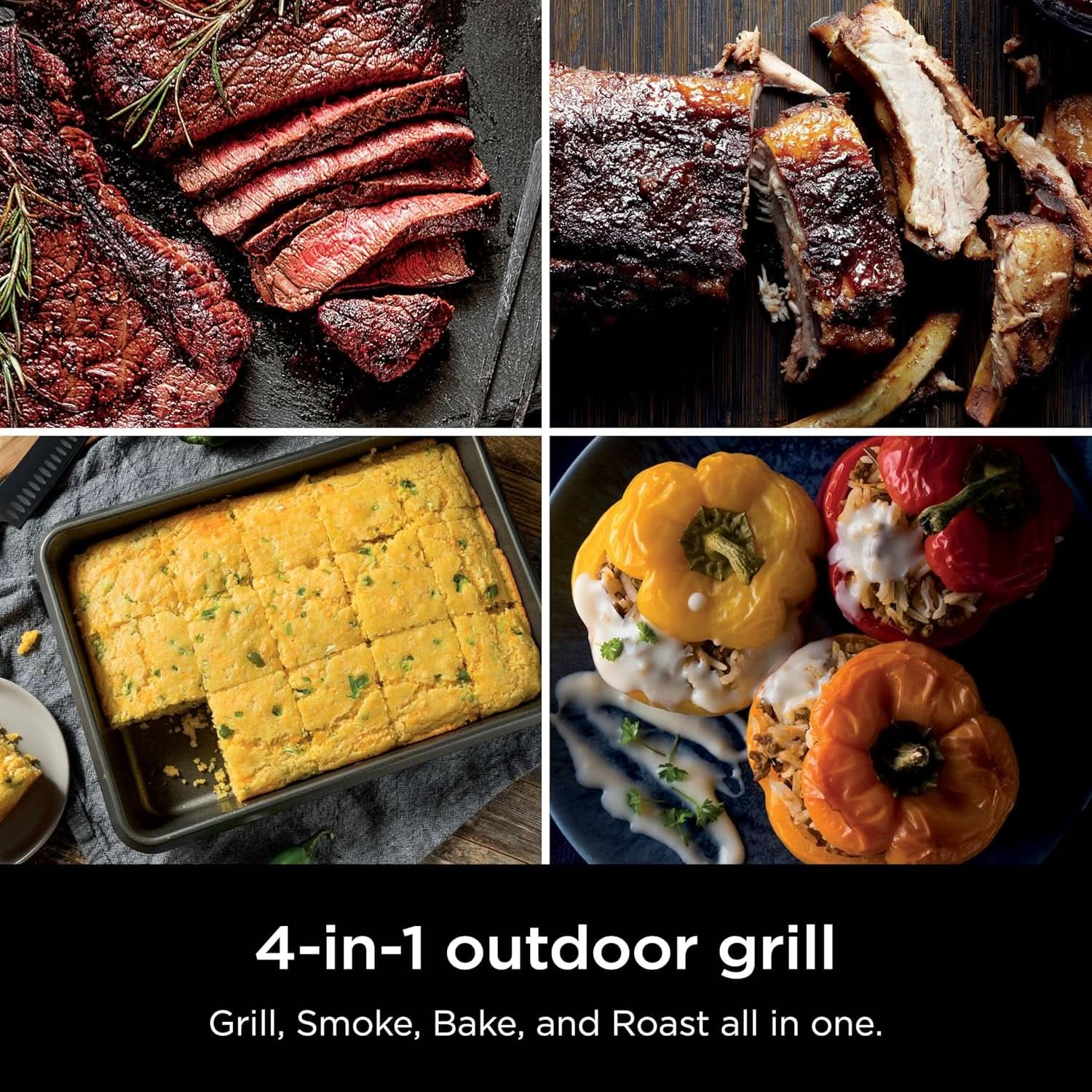 Woodfire Electric Grill Smoker Four In One Outdoor Cooking-1