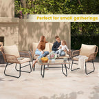 Four Piece Outdoor Wicker Sofa Rattan Chairs Set-2