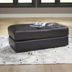 Contemporary Black Cushioned Rectangular Ottoman Finish-1