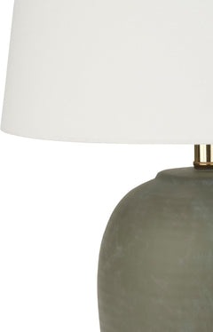 Olive Green Enamelled Ceramic Midcentury Table Lamp-4