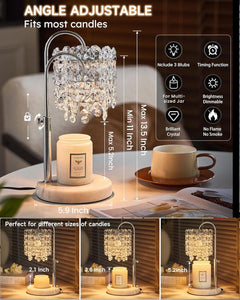 Crystal Candle Warmer Lamp Adjustable Dimmer Silver