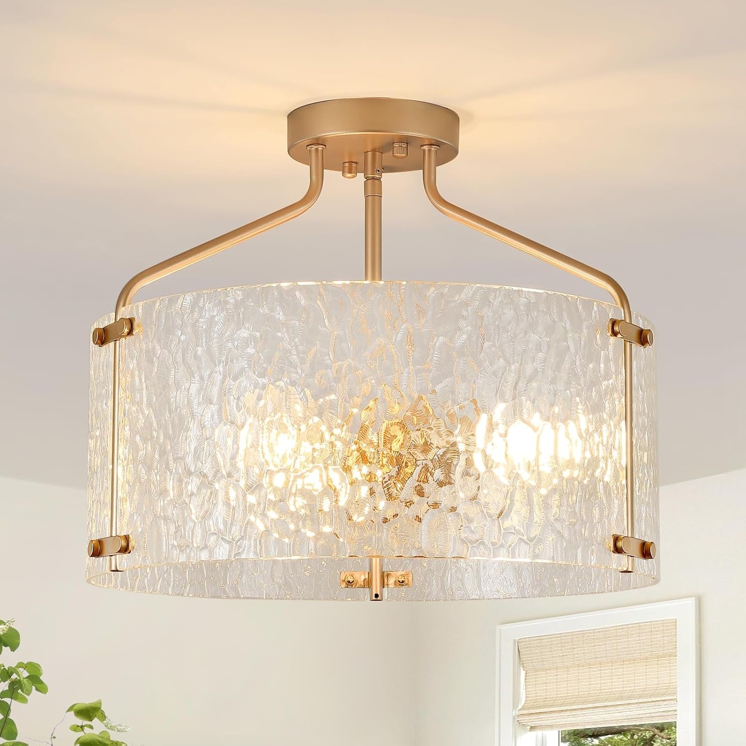 Gold 16Inch Semi Flush Ceiling Light Fixture Radiant-0