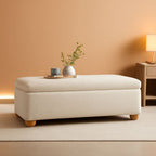 Contemporary Large Ivory Storage Ottoman With Legs-0
