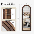 Arched Full Length Floor Mirror 63x21Inches Walnut-1
