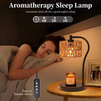 Candle Warmer Lamp With Fully Dimmable Rattan Shade
