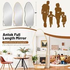 68 Inch Full Length Floor Standing Mirror Gold Frame-3