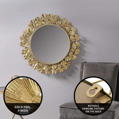 Round Wall Mirror 30.5 Inch Iron Eden Gold For Living Room-4