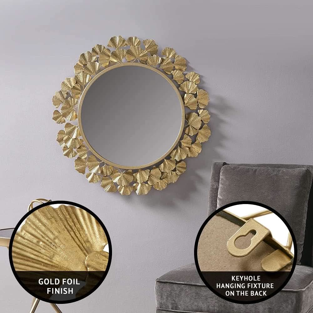 Round Wall Mirror 30.5 Inch Iron Eden Gold For Living Room-4
