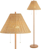61-Inch-Tall RichBrown Floor Lamp With Rattan Shade-0