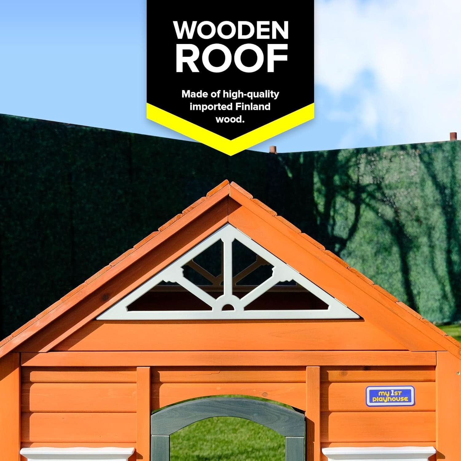 Wooden Playhouse With Open Design And Flower Pot Holders-3