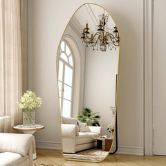 Oversized 76x34 Full Length Floor Mirror Goldtone Finish-0