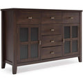 Chestnut Brown Contemporary Sideboard With Glass Doors-1