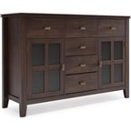 Chestnut Brown Contemporary Sideboard With Glass Doors-1
