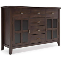 Chestnut Brown Contemporary Sideboard With Glass Doors-1
