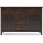 Chestnut Brown Contemporary Sideboard With Glass Doors-4