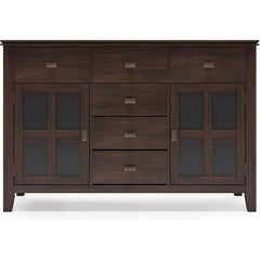 Chestnut Brown Contemporary Sideboard With Glass Doors-4