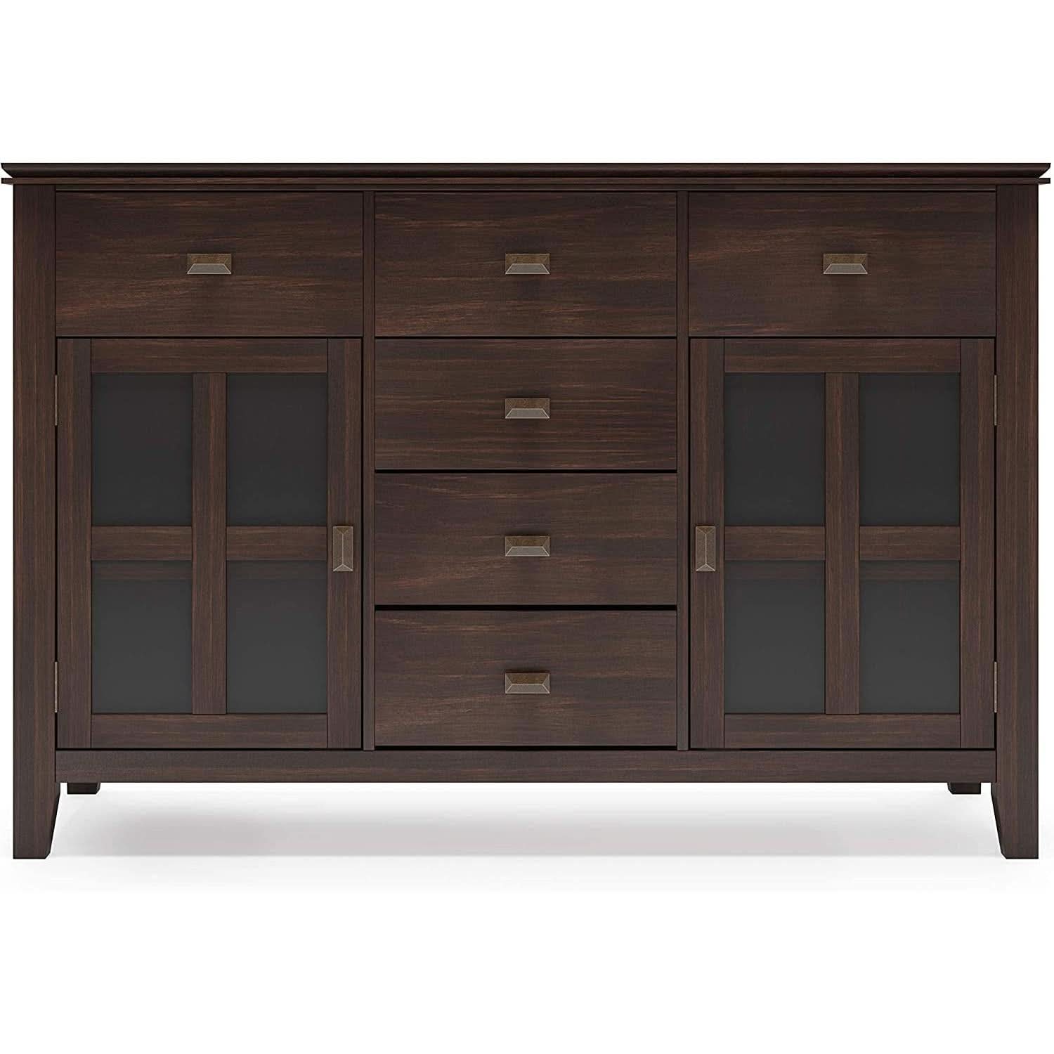 Chestnut Brown Contemporary Sideboard With Glass Doors-4