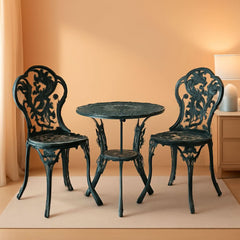 Cast Aluminum Conversation Set Antique Green Patio-0