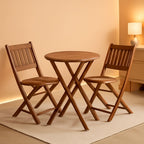 Acacia Round Folding Bistro Table And Chair Set Outdoor-0