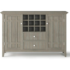 Rustic Gray Pine Wood Sideboard Buffet With Wine Storage-3