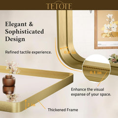 40 By 30 Inch Brushed Brass Bathroom Mirror Wall Mounted-3
