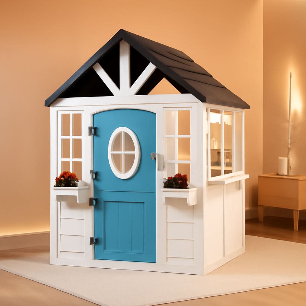 Natural Cedar Outdoor Kids Playhouse With Kitchenette-0