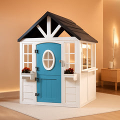 Natural Cedar Outdoor Kids Playhouse With Kitchenette-0