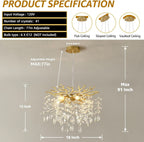 Gold Crystal Tree Branch Chandelier 18 Inch K9 Crystals-3
