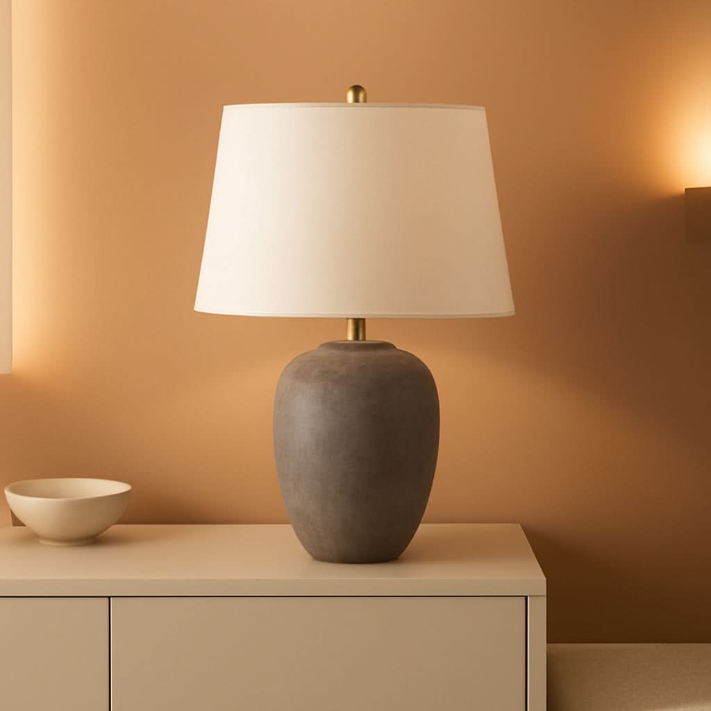 Greyish Brown Weathered Farmhouse Table Lamp 23 Inch-0