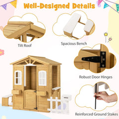 Premium Engineered Firwood Outdoor Playhouse With Mail box-3