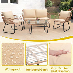 Four Piece Outdoor Wicker Sofa Rattan Chairs Set-3