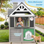 Kids Outdoor Playhouse Cedar Gray Weather Resistant-4