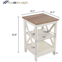 (Set of 2) 16" Compact Ivory Farmhouse End Tables-1