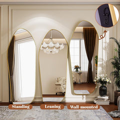 Oversized 76x34 Full Length Floor Mirror Goldtone Finish-4