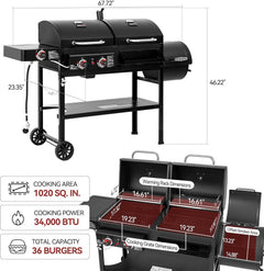 Combo Grill With Offset Smoker 1020 Square In Cooking Area-0