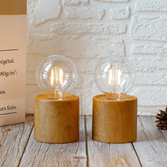 6.5" Ceramic Set of 2 Wood Grain Table Lamp